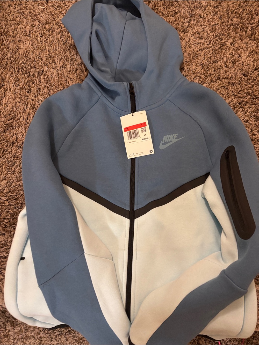 Nike Tech Light Blue, White & Black Zip-Up Sports Jacket